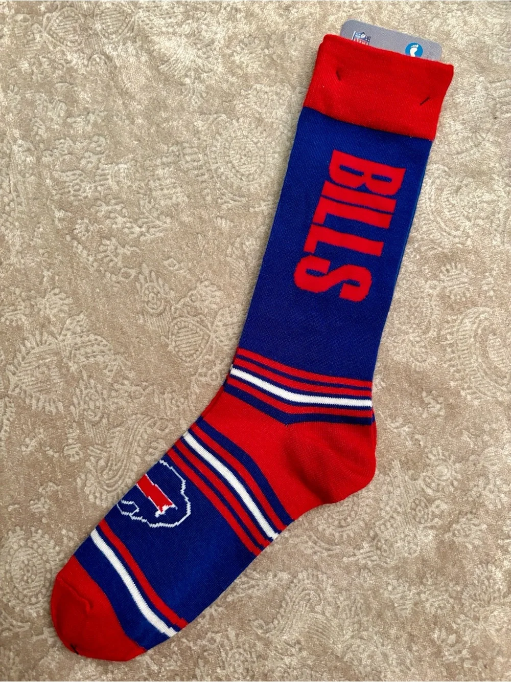 For Bare Feet NFL Buffalo Bills Blue Red Dress Crew Socks OSFM Go Team Football